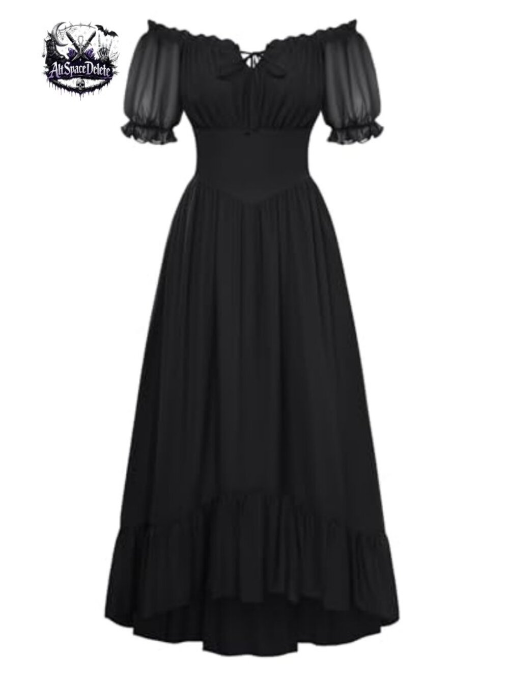 Renaissance Off Shoulder Fairy Maxi Dress Chiffon High Low Corset